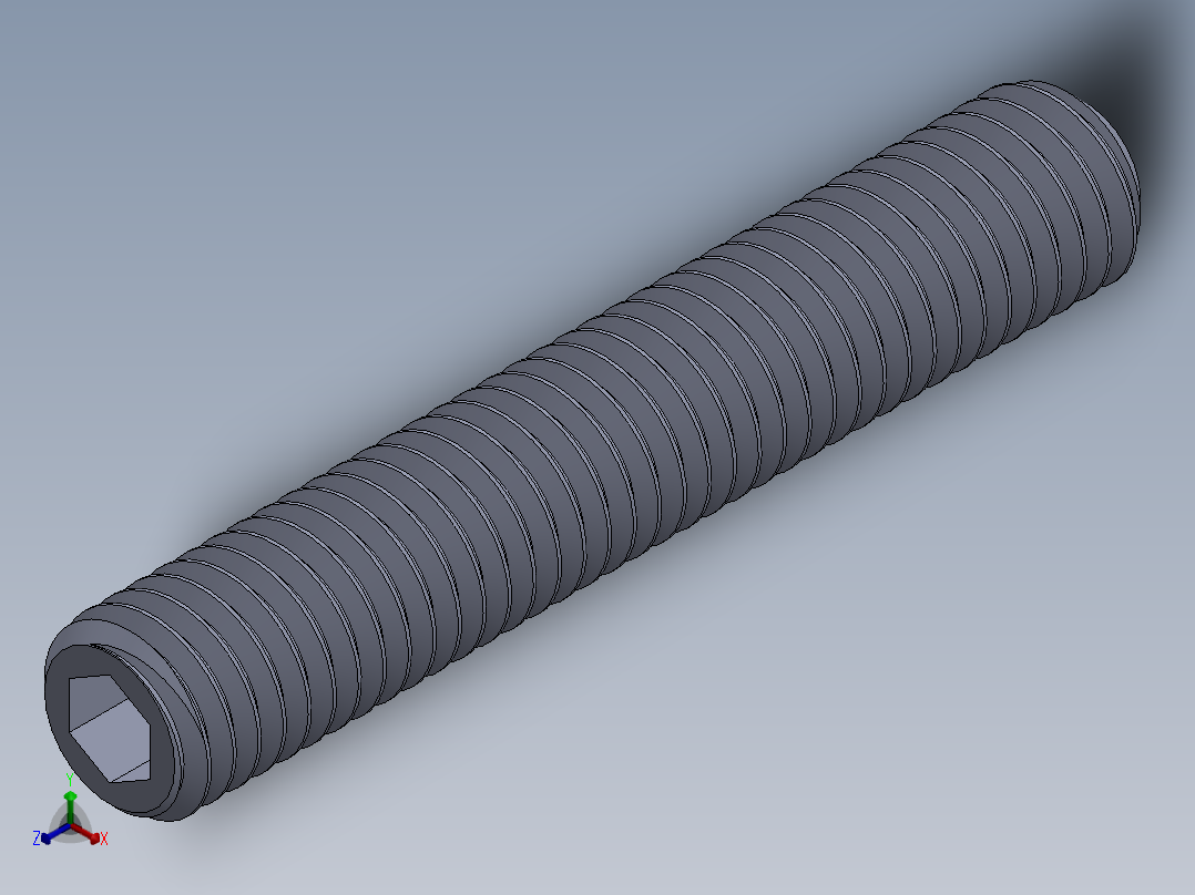 UNC 平头紧定螺钉-UNC SET SCREW 0.500 x3.000.SLDPRT正等轴测图