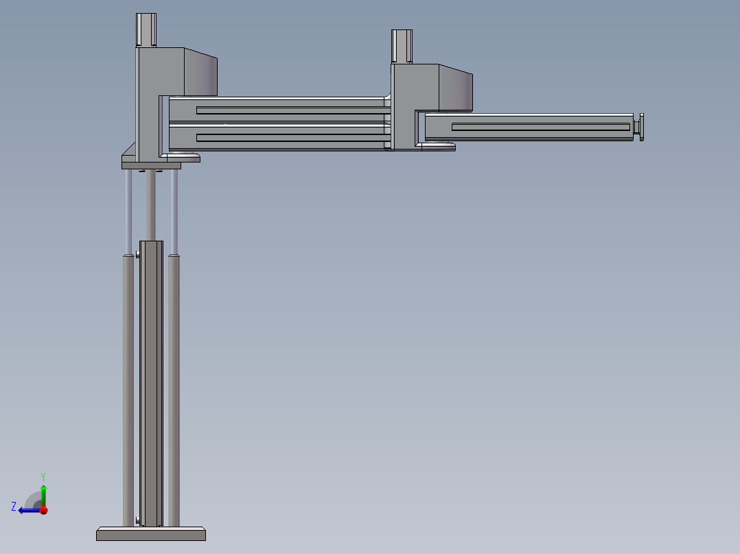 三自由度工业机器人的结构设计图纸+solidworks三维模型+说明书1主视图