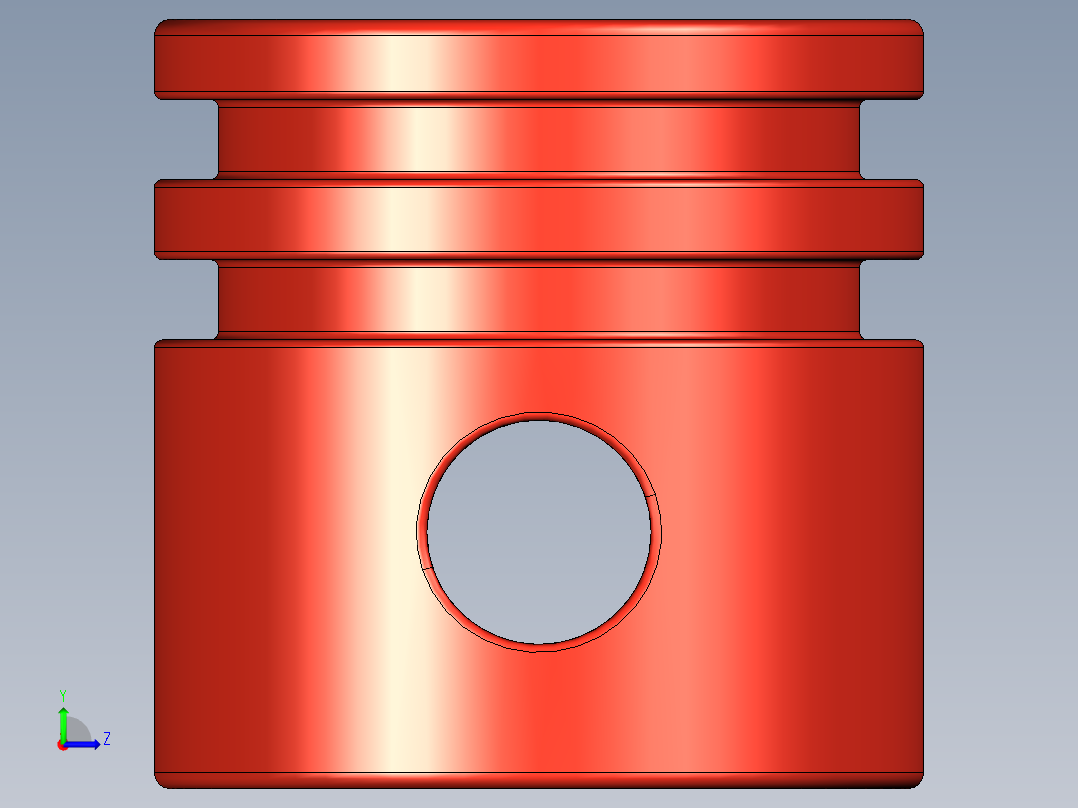 气缸电机-2851 Bright Red Technic Engine Piston Round左视图