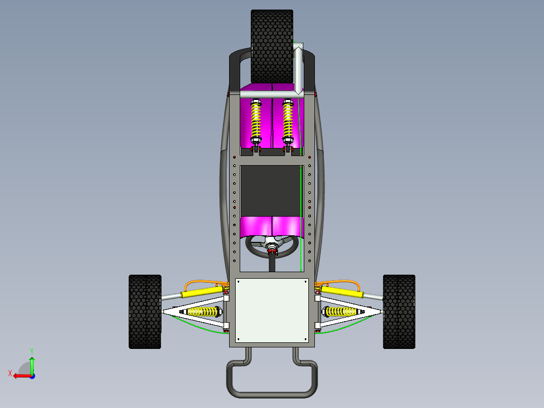 51-三轮单座卡丁车三维建模图纸 SolidEdge设计 附STEP格式后视图