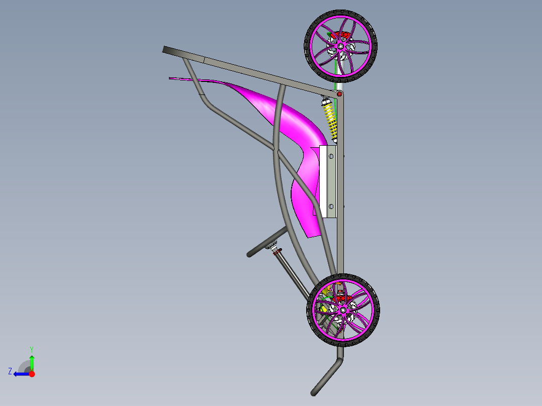 51-三轮单座卡丁车三维建模图纸 SolidEdge设计 附STEP格式右视图