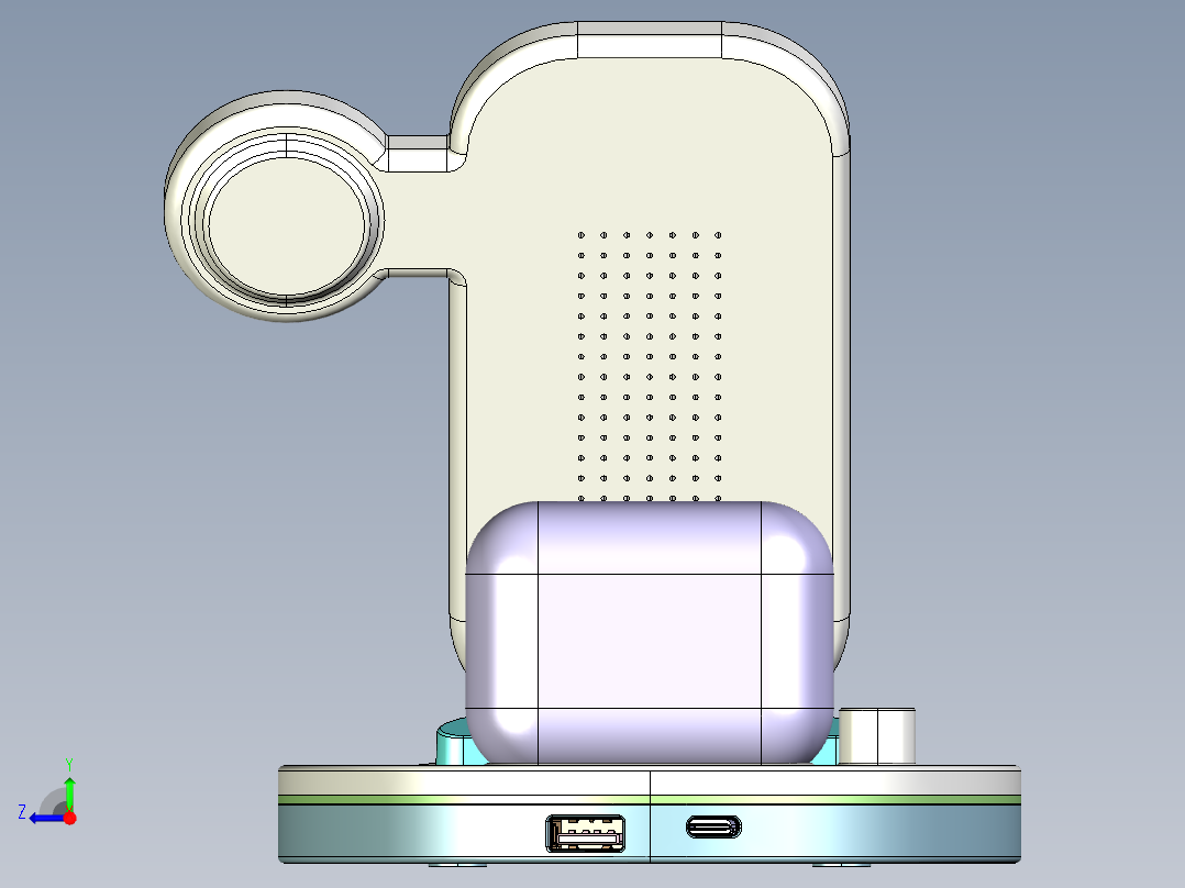 三合一无线充右视图