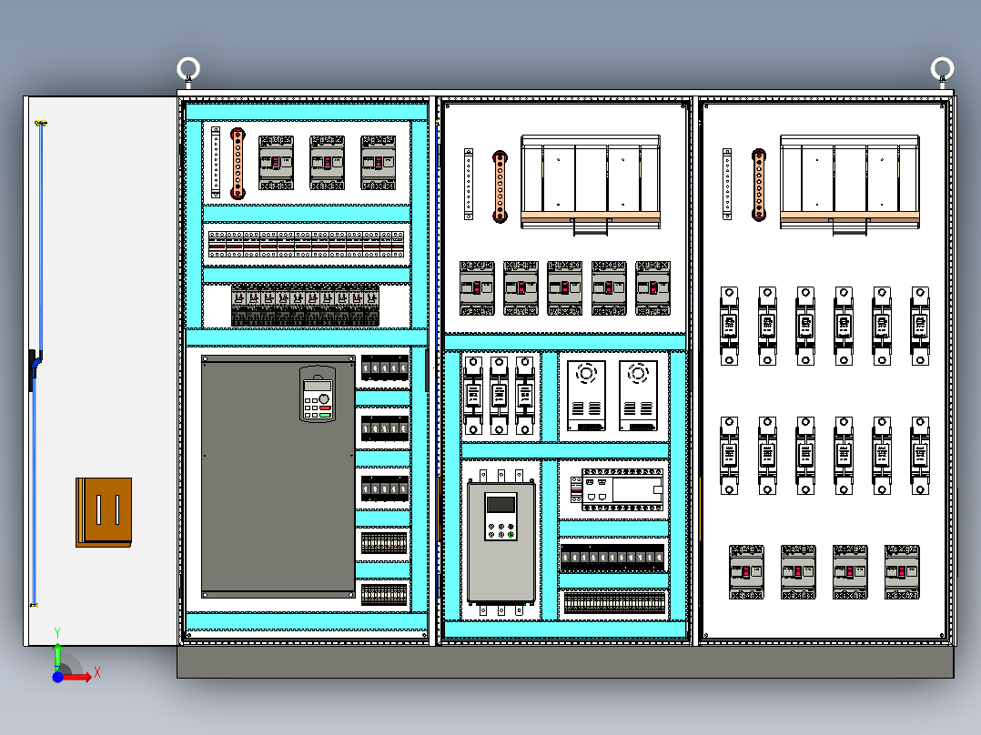 三柜组装变频器刀开关软启动控制柜前视图