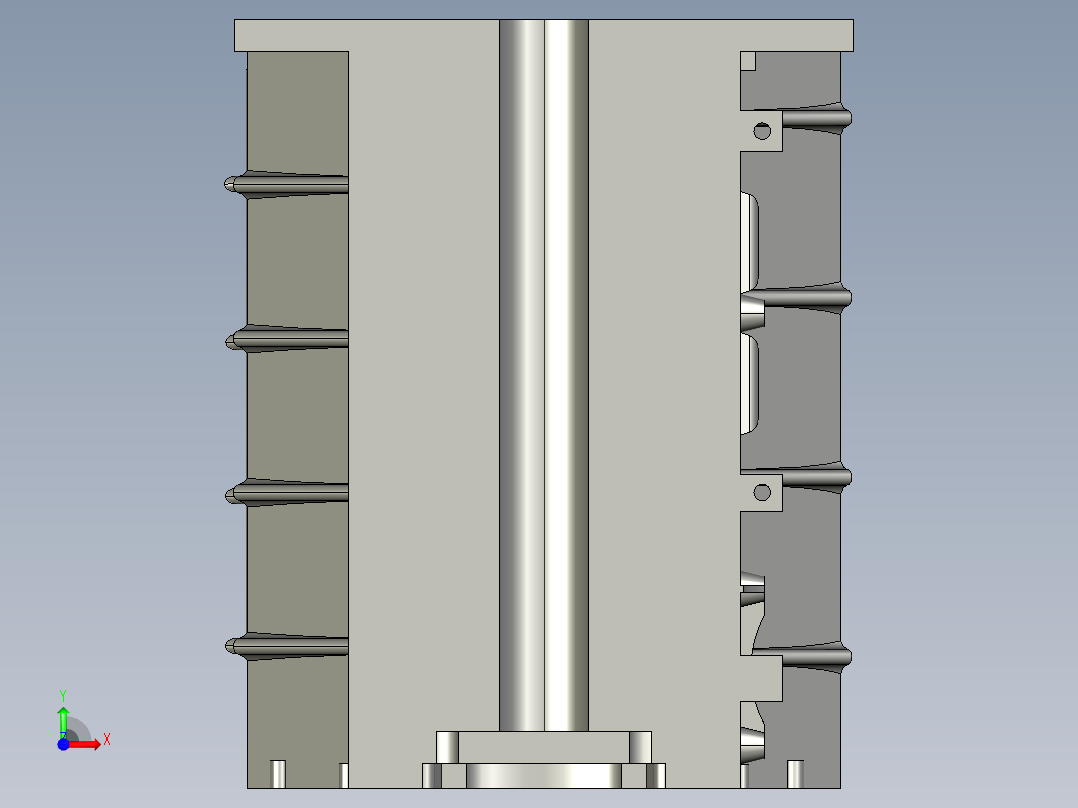 V8 发动机缸体前视图