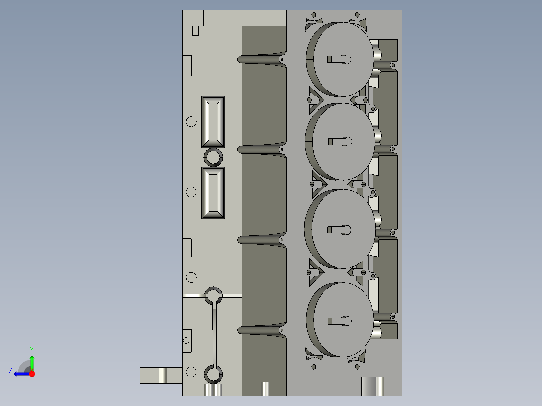 V8 发动机缸体右视图