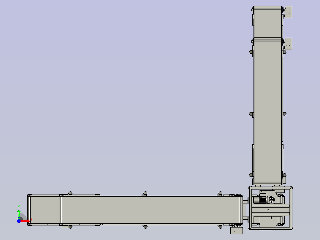 双层90°拐弯皮带输送线前视图