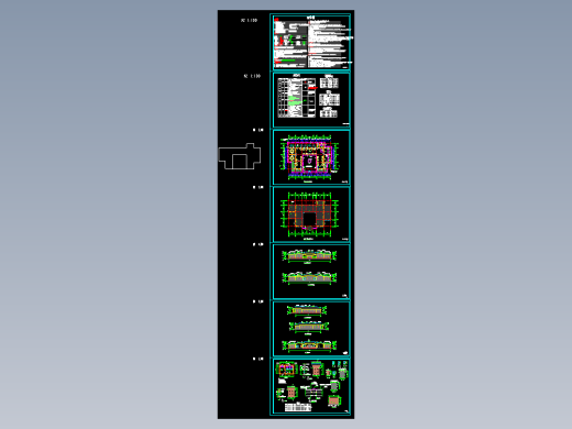 钢结构古建筑街道商业房屋楼房建筑结构施工CAD图纸仿古房屋古街