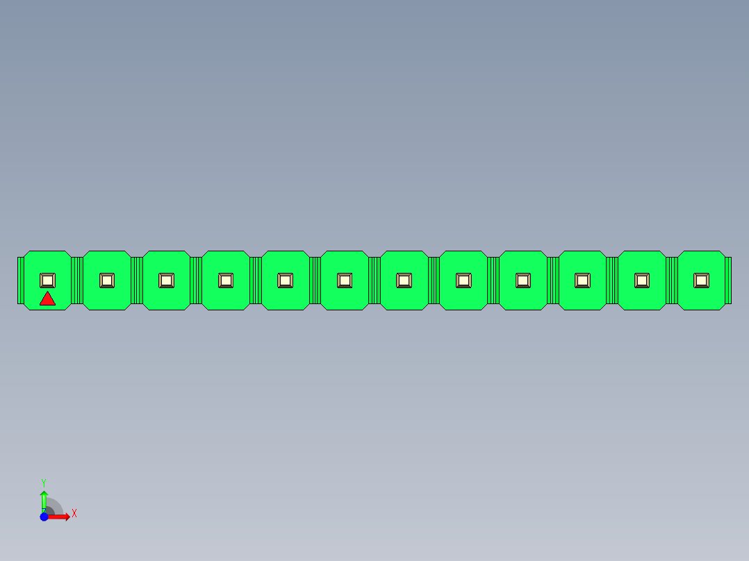 彩色公头100mil（2.54mm）系列-DS1021_green_1x12p_100mil_Type5_rev1.0前视图
