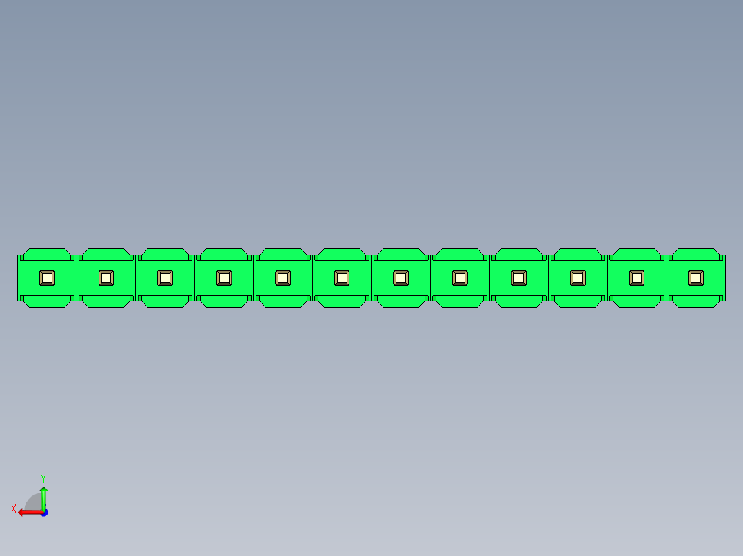 彩色公头100mil（2.54mm）系列-DS1021_green_1x12p_100mil_Type5_rev1.0后视图