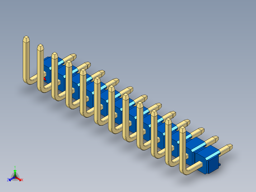 彩色公排针 100mil 2.54mm 系列-DS1022_blue_12p_100mil_TypeU_rev1.0主视图
