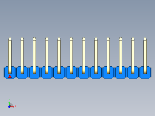彩色公排针 100mil 2.54mm 系列-DS1022_blue_12p_100mil_TypeU_rev1.0前视缩略图
