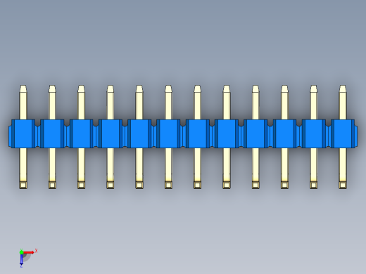 彩色公排针 100mil 2.54mm 系列-DS1022_blue_12p_100mil_TypeU_rev1.0俯视缩略图