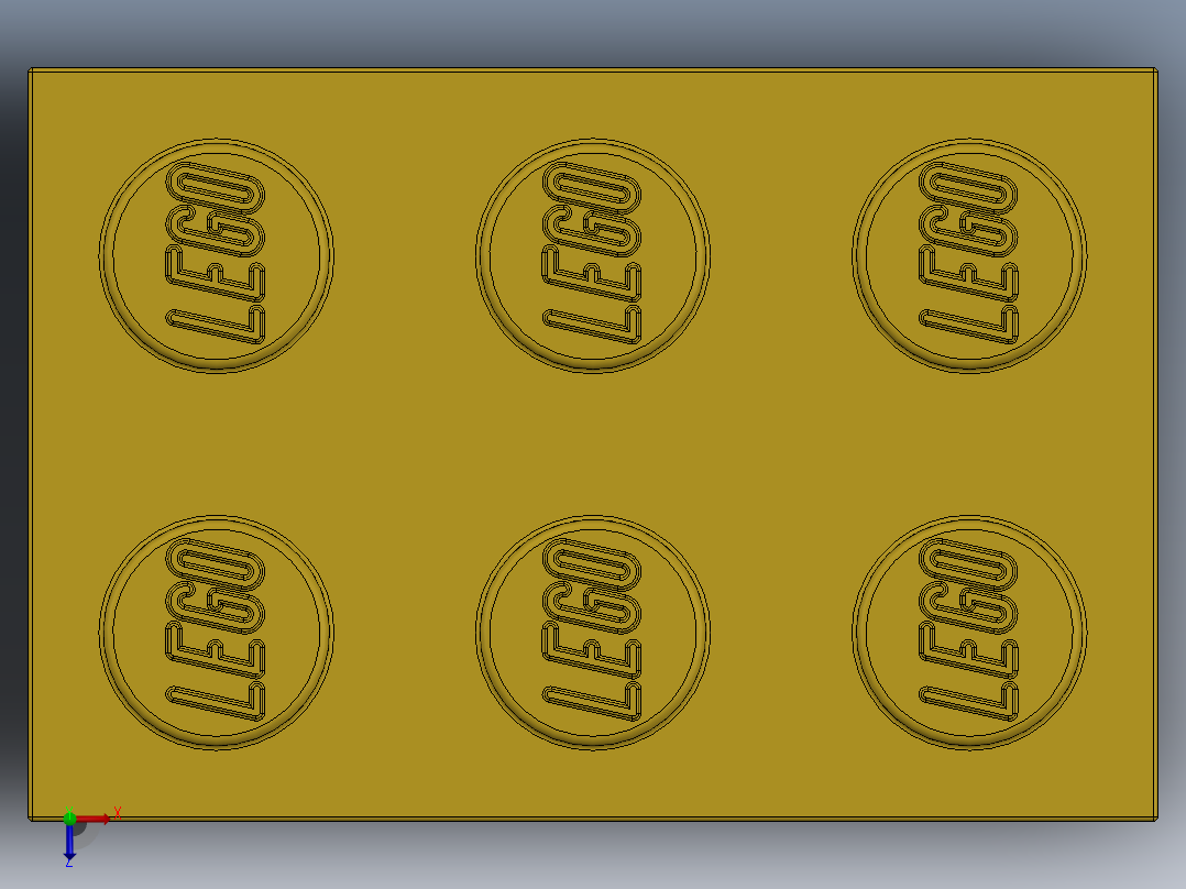 乐高套装 4421基本积木-300224 Bright Yellow Brick 2 x 3.SLDPRT俯视图