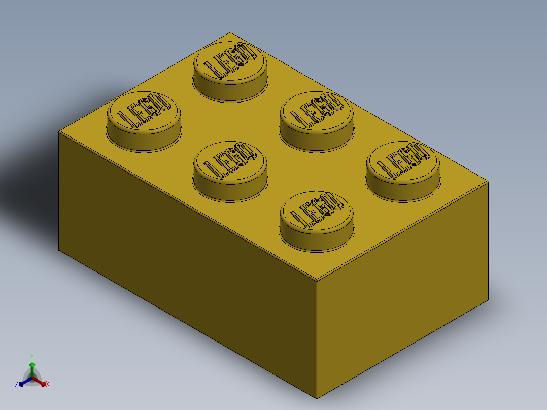 乐高套装 4421基本积木-300224 Bright Yellow Brick 2 x 3.SLDPRT正等轴测图