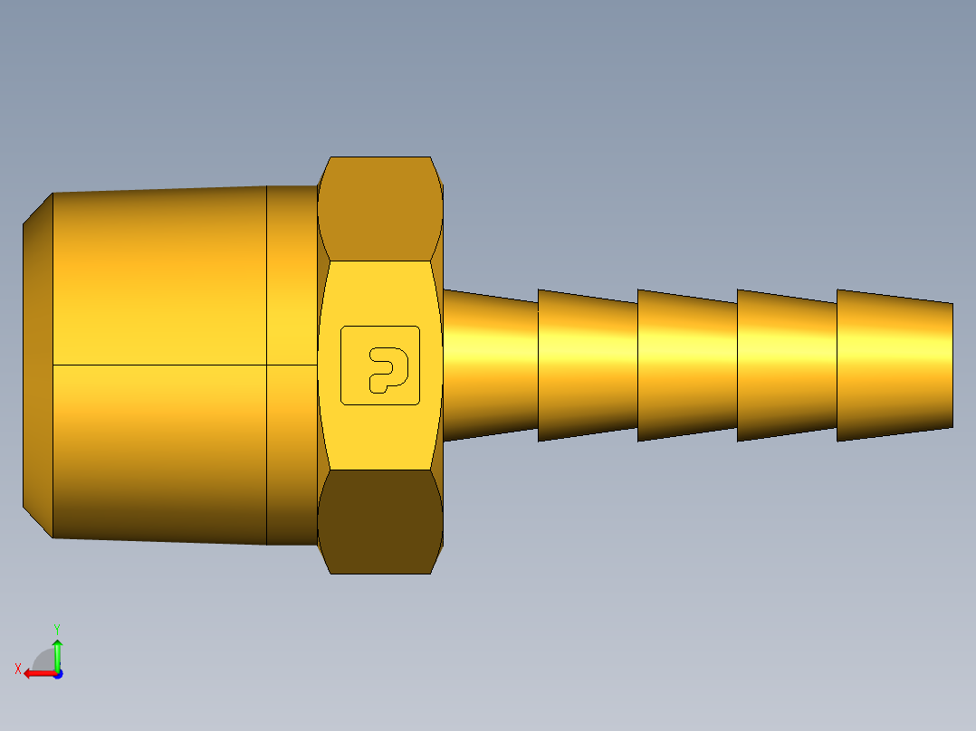倒齿式工业管接头Hose Barb to Male Pipe 125HBL-4-6后视图