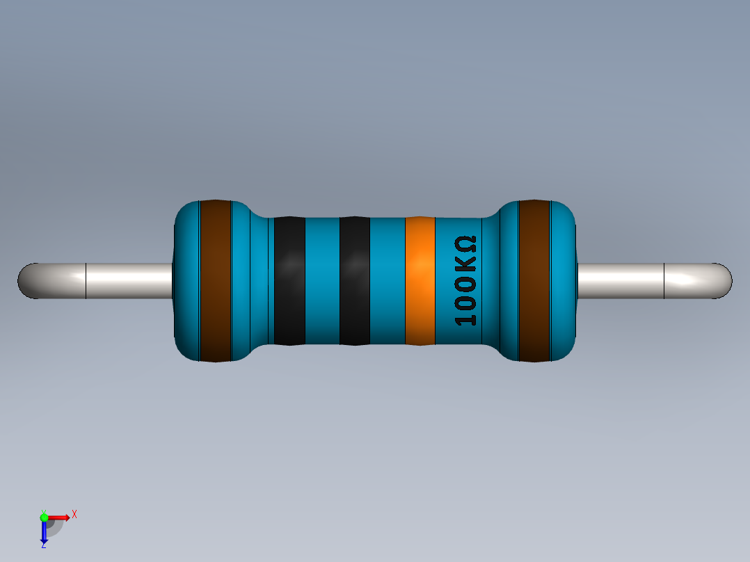 电容器 二极管 电阻器-Resistor 100K Ohm Blue主视图