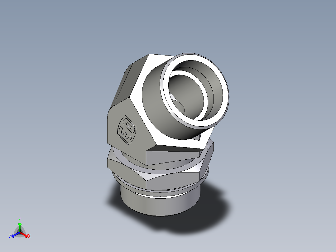卡套式工业通用硬管接头EO_Adjustable_locknut_45_deg_elbow_VEE30SMOMDCF主视图