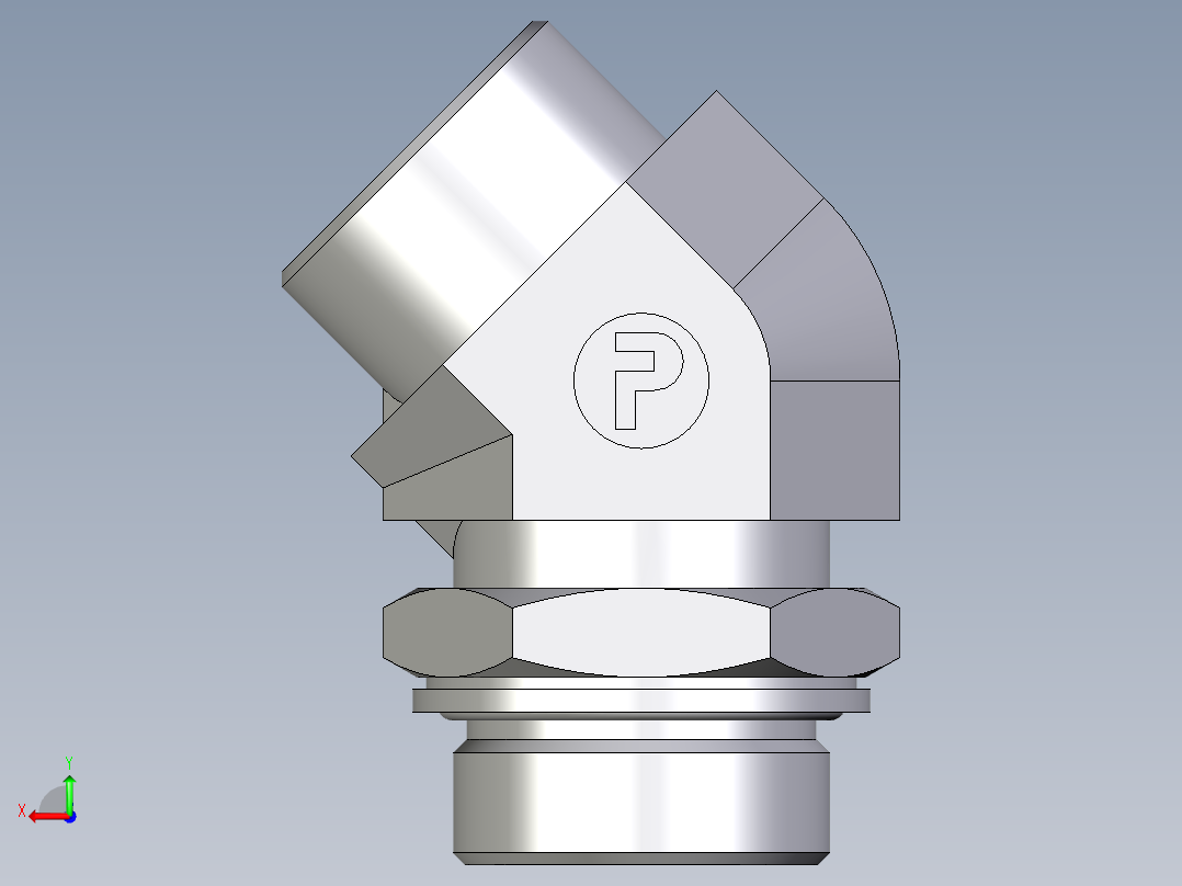 卡套式工业通用硬管接头EO_Adjustable_locknut_45_deg_elbow_VEE30SMOMDCF后视图