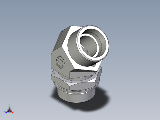 卡套式工业通用硬管接头EO_Adjustable_locknut_45_deg_elbow_VEE30SMOMDCF正等轴测缩略图