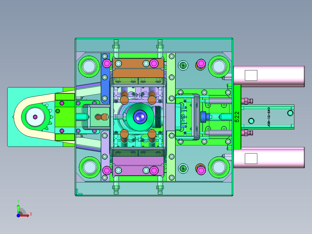 汽车螺纹接头模具-液压马达脱螺纹前视图