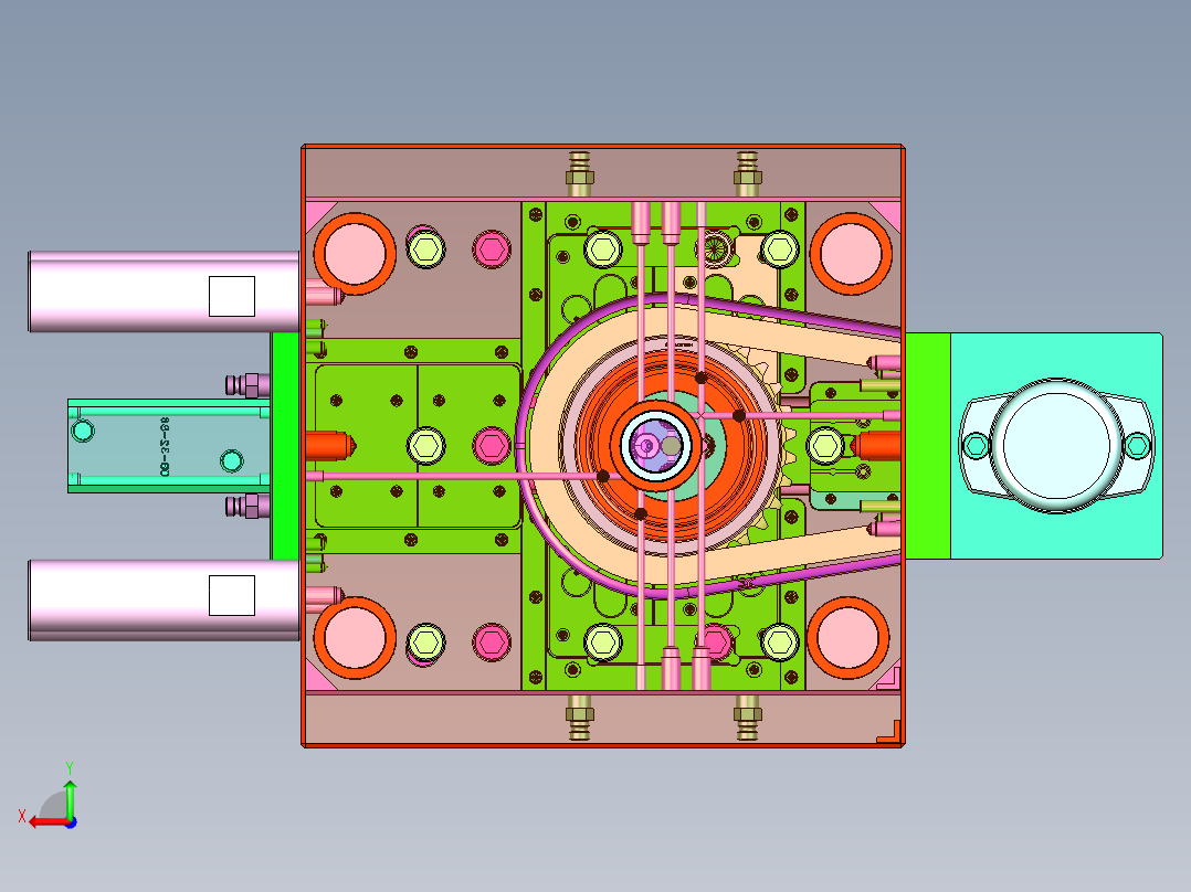 汽车螺纹接头模具-液压马达脱螺纹后视图