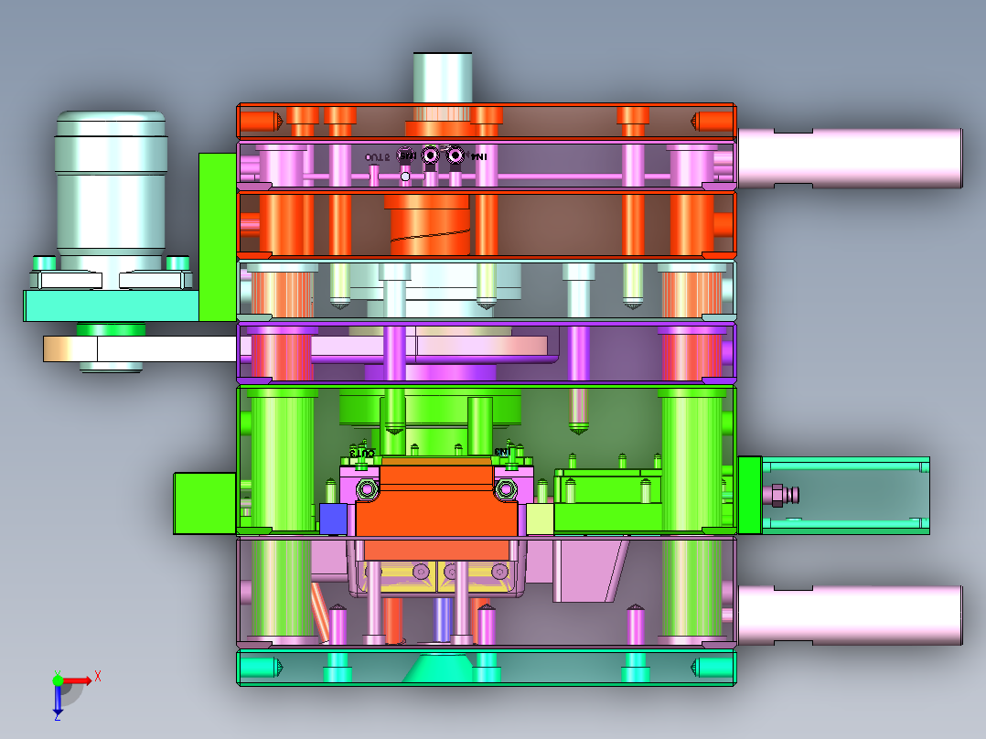 汽车螺纹接头模具-液压马达脱螺纹俯视图