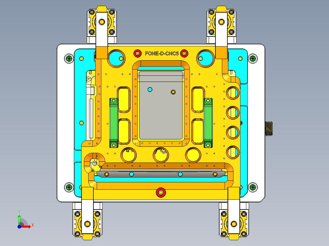 FONE-D笔记本CNC工装夹具三维模型-CNC5前视图