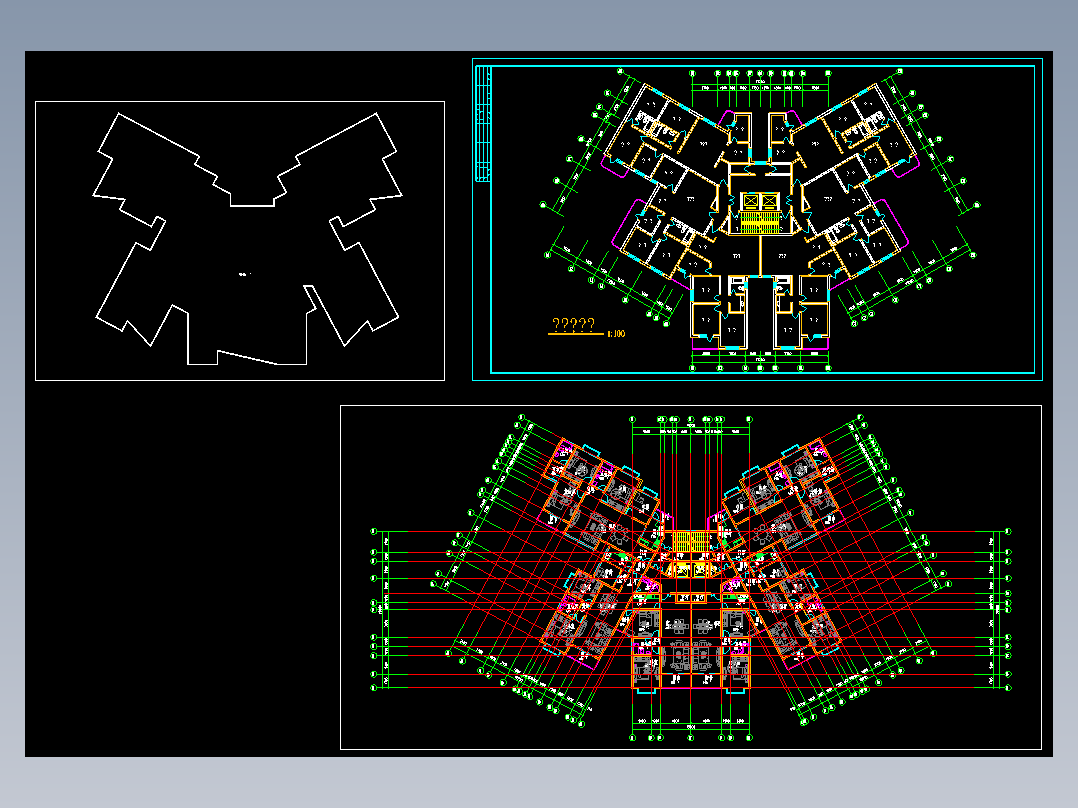 高层塔式户型建筑图