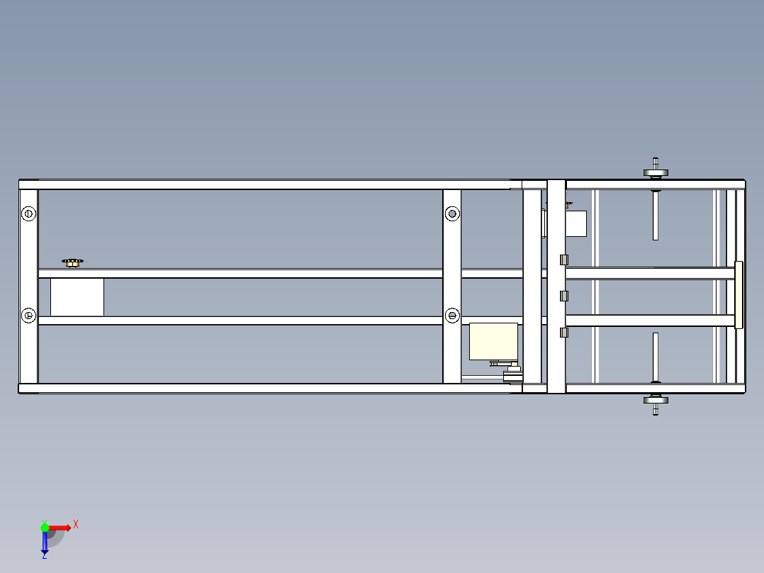 卧式开箱机proe5.0.zip俯视图
