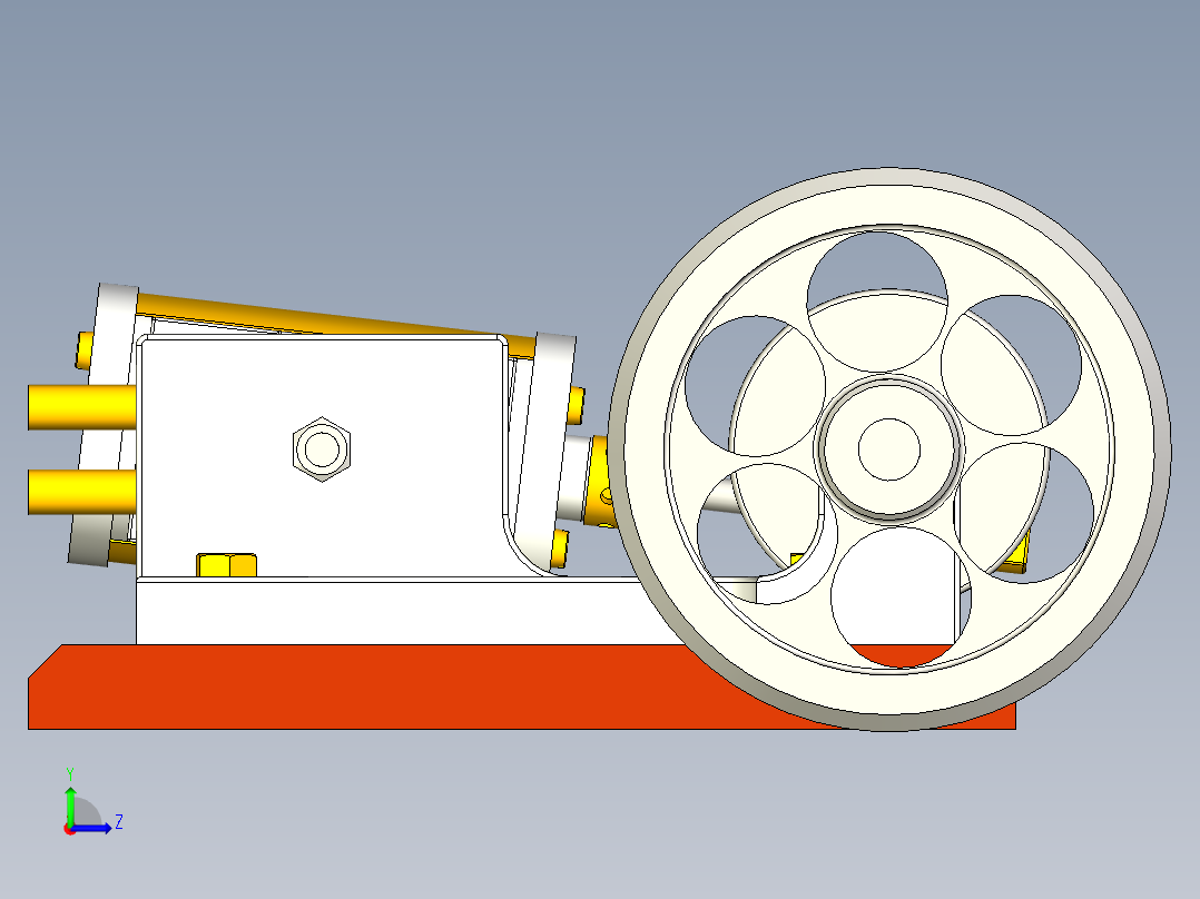 蒸汽机simple-1-cylinder-oscillating-steam-engine-cal-i-模型格式为 stp左视图