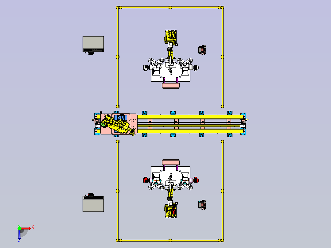 机器人自动焊接系统单元俯视图