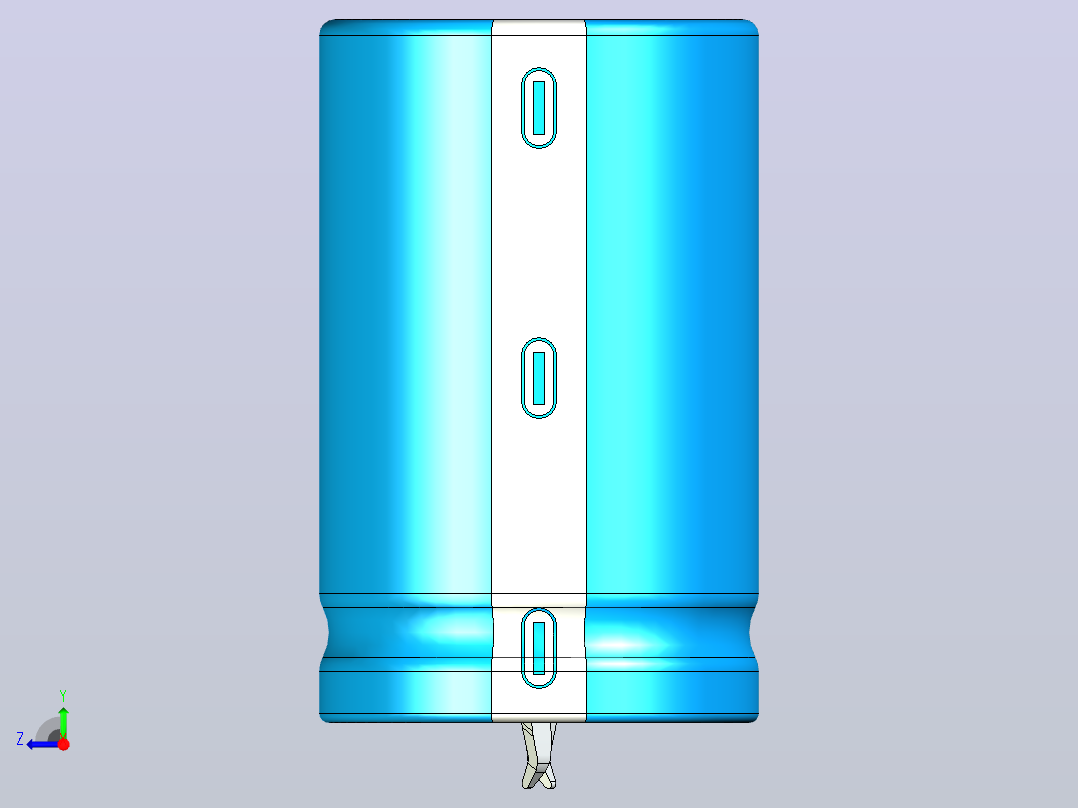 25 x 40蓝白底片电解电容器右视图