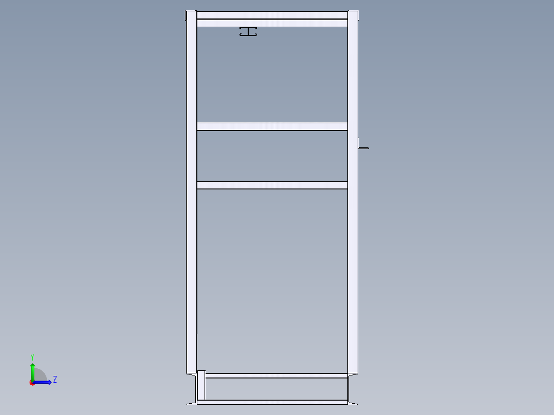 solidworks 垂直接收器基础构架左视图