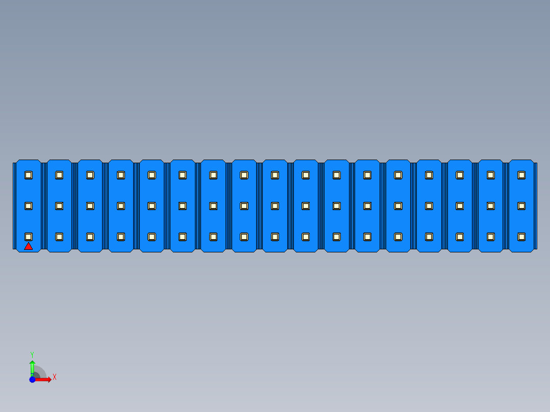 彩色公头100mil（2.54mm）系列-DS1021_blue_3x17p_100mil_Type1_rev1.0前视图