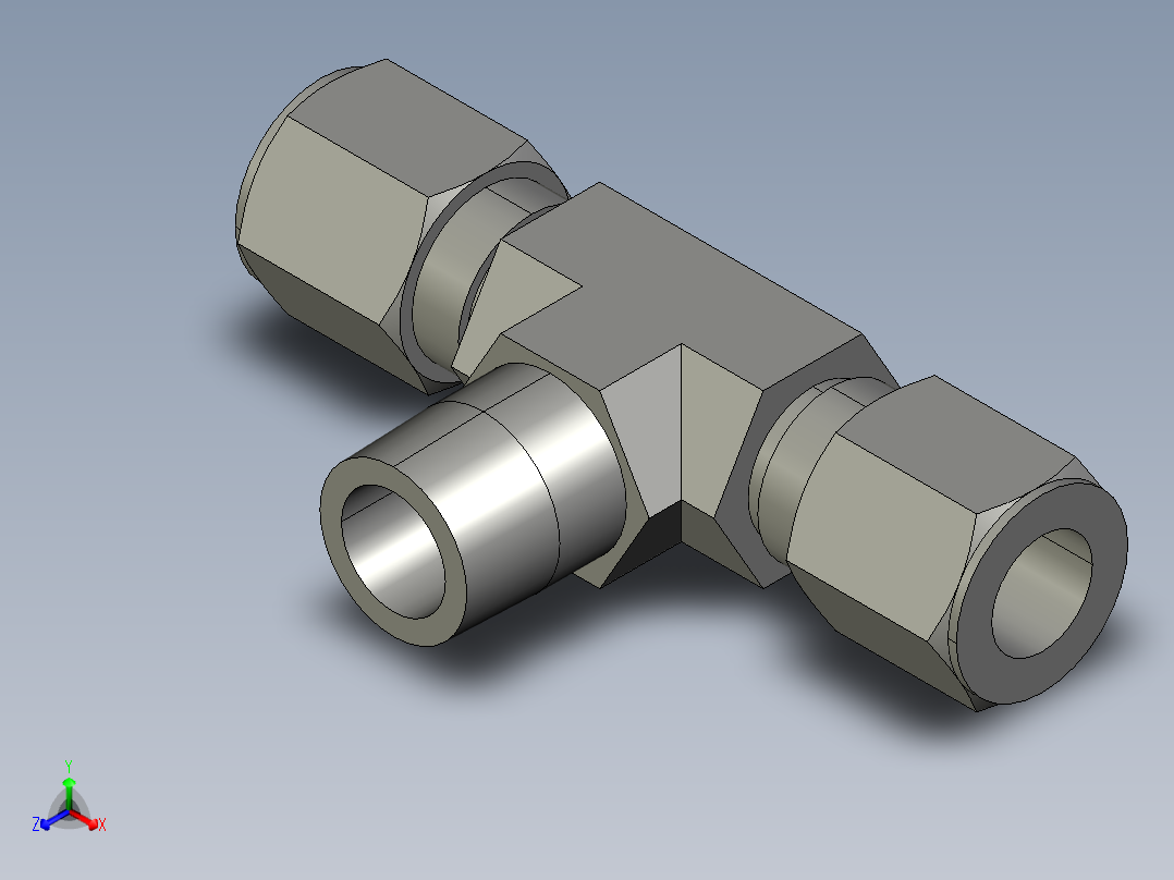 卡套式工业通用硬管接头8-8-8_sbu-s正等轴测图