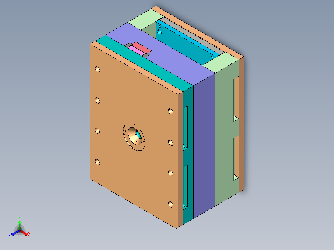 一款带标尺产品模具图正等轴测图
