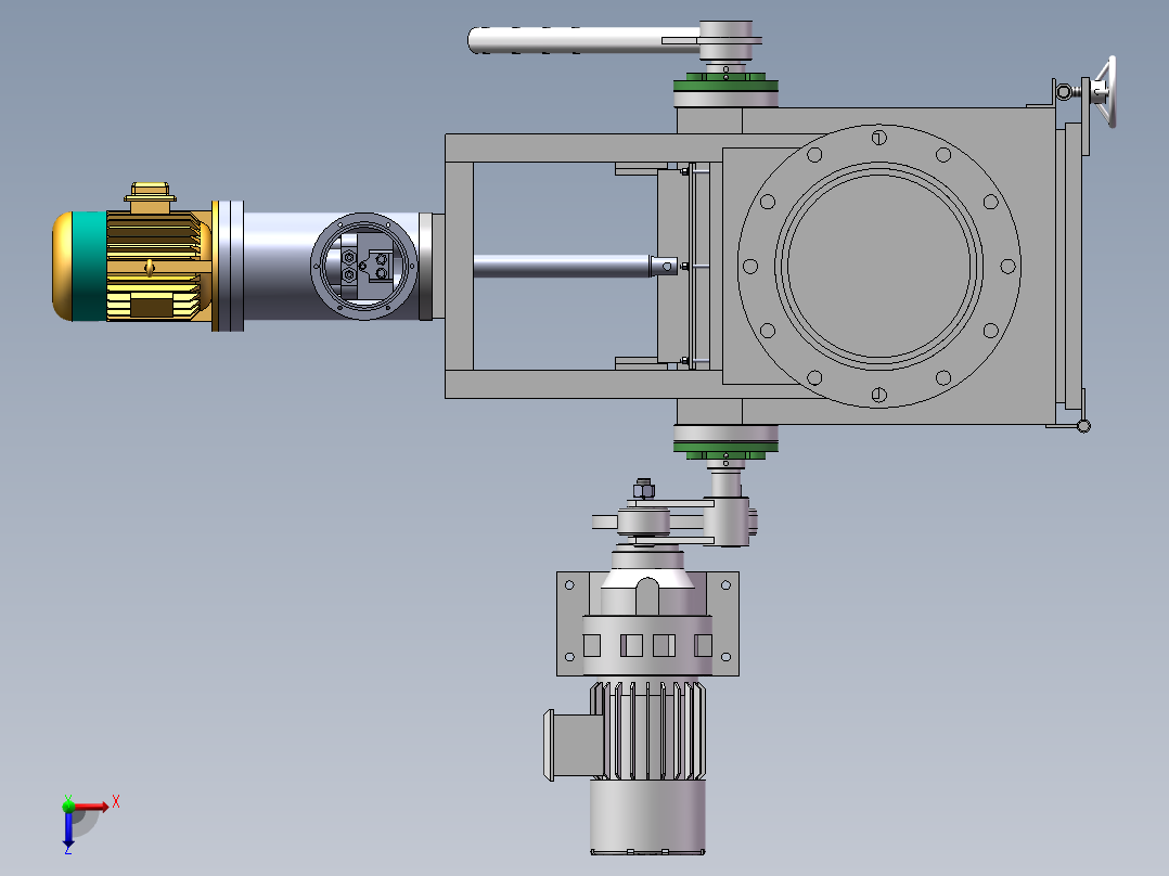 01-电动双层单门翻板阀俯视图