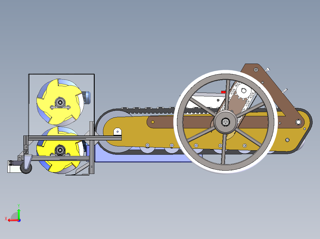 履带除草机后视图