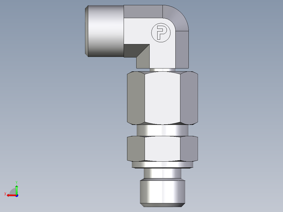 卡套式工业通用硬管接头EO_Assembled_adjustable_standpipe_elbow_EVW08SMOMD71后视图