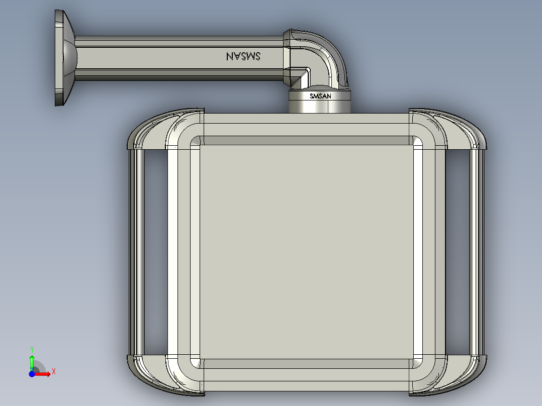 向上固定底座+90度箱体连接器+控制箱前视图