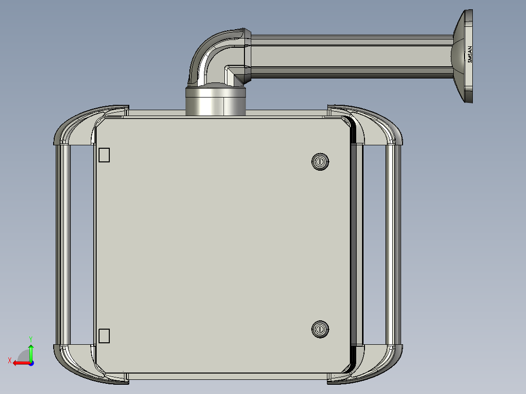 向上固定底座+90度箱体连接器+控制箱后视图