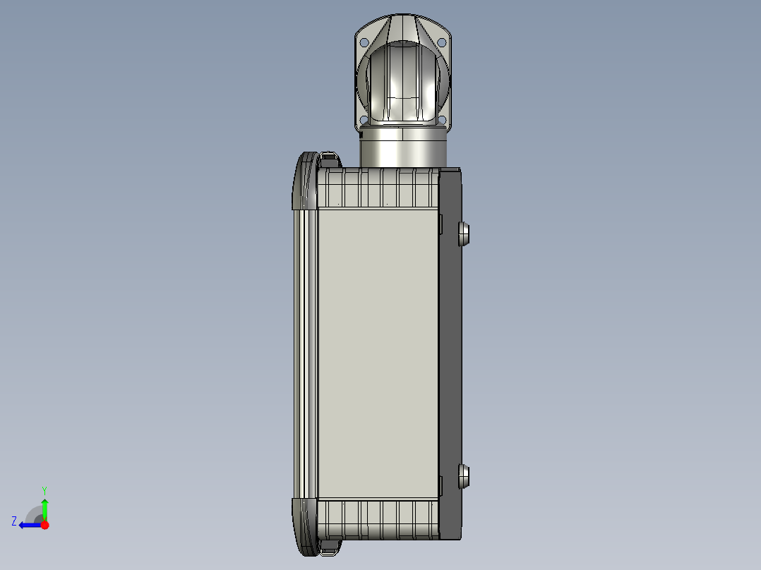向上固定底座+90度箱体连接器+控制箱右视图