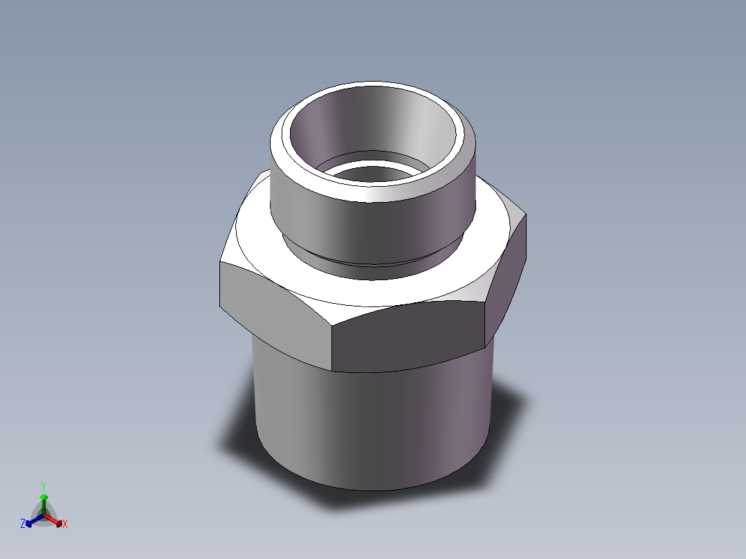 英制锥管螺纹直接头、1CT-18-08SP正等轴测图