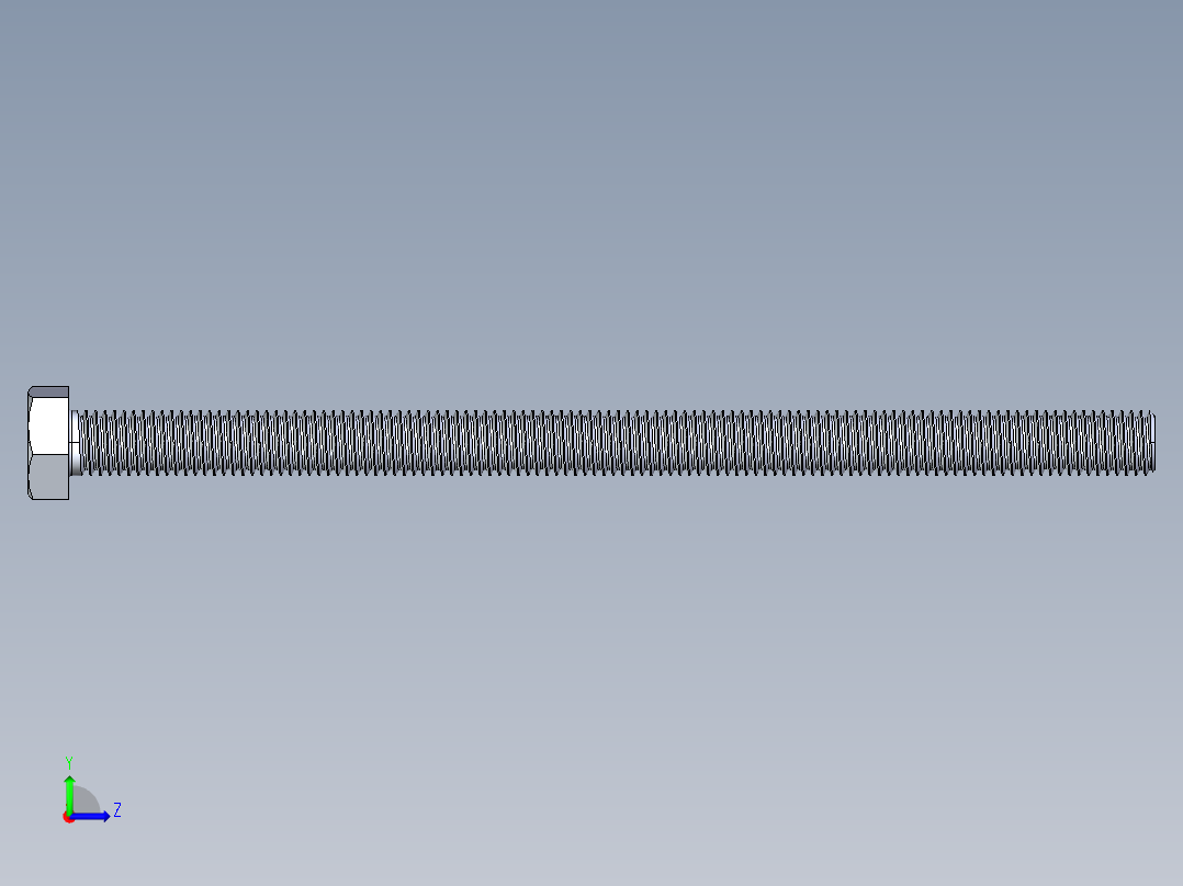 M12六角头螺栓DIN933左视图