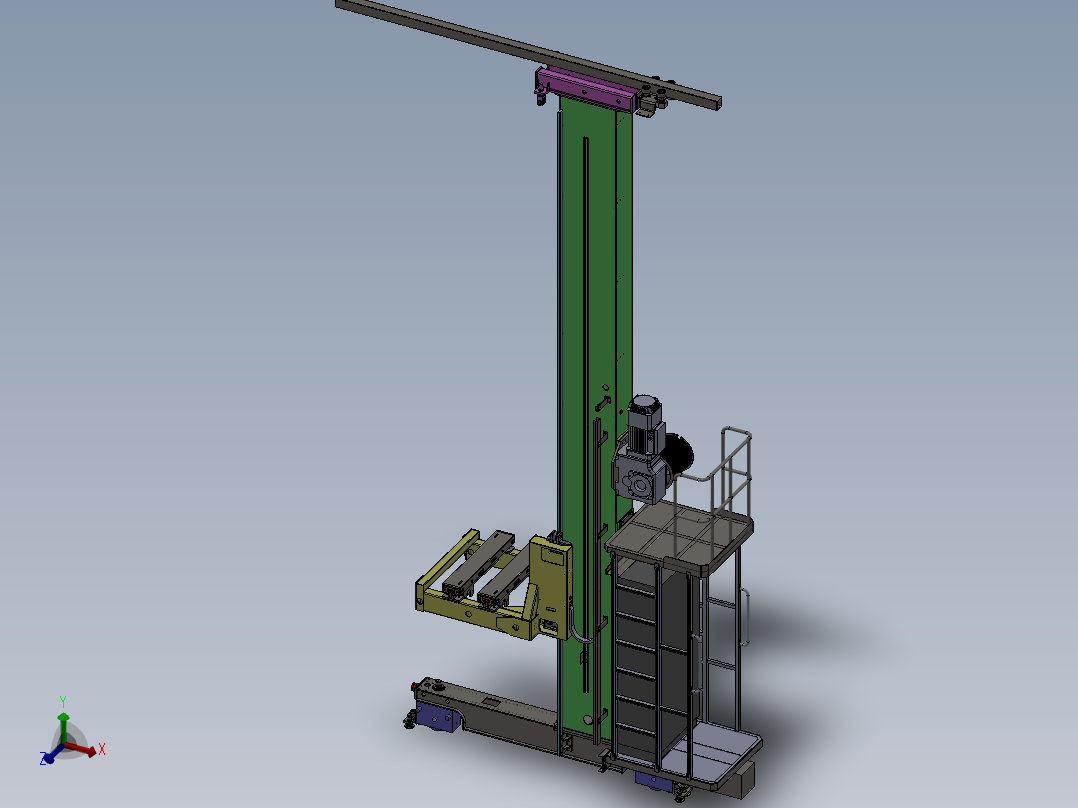 带安全锁+伸缩货叉可移动提升堆垛机
