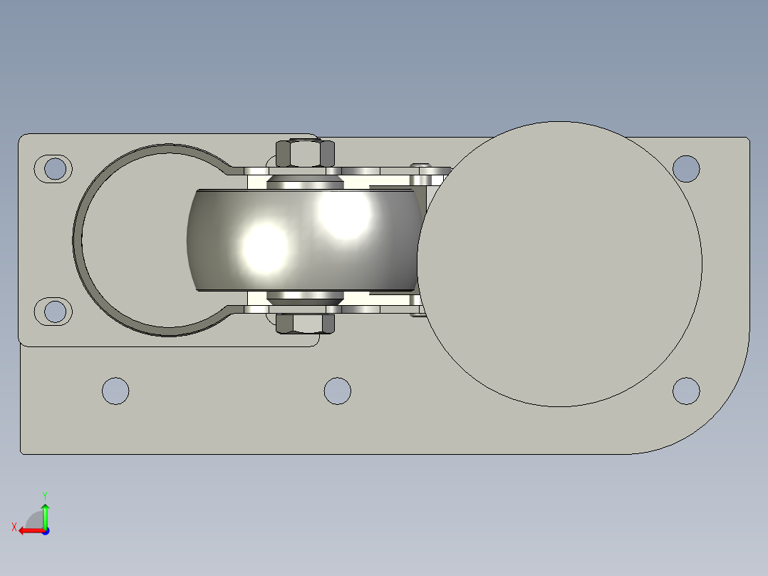 40-80R型材脚轮脚杯组件-B后视图