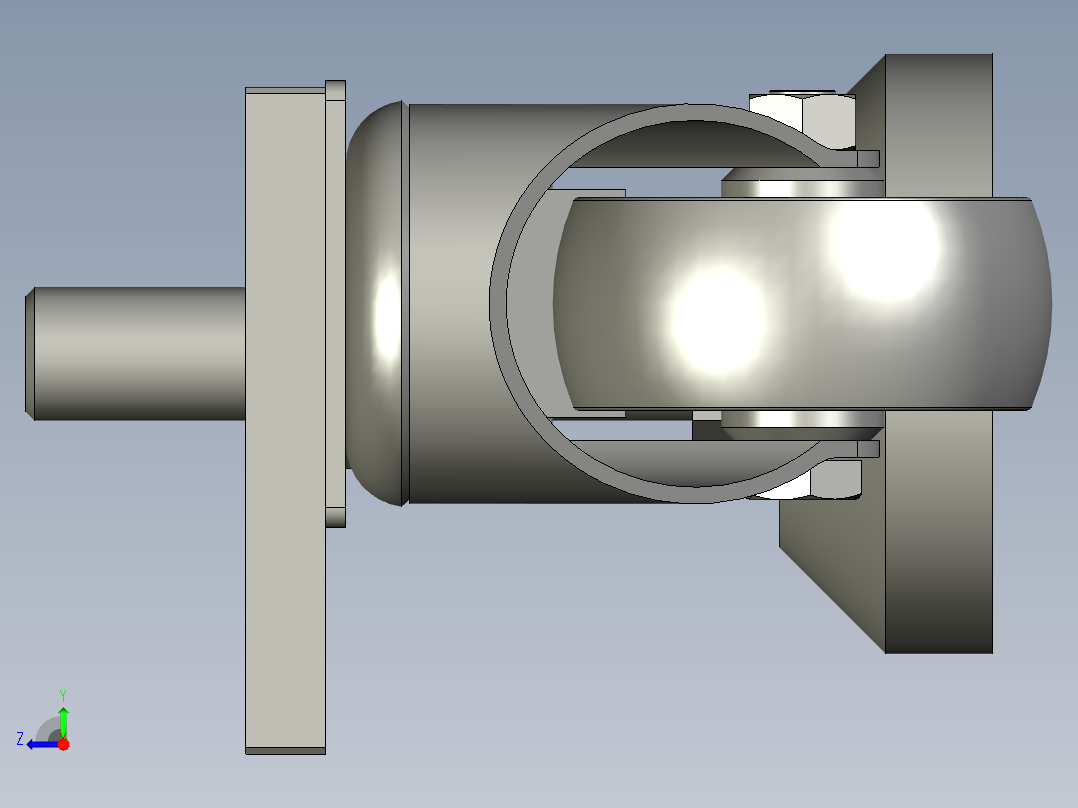 40-80R型材脚轮脚杯组件-B右视图