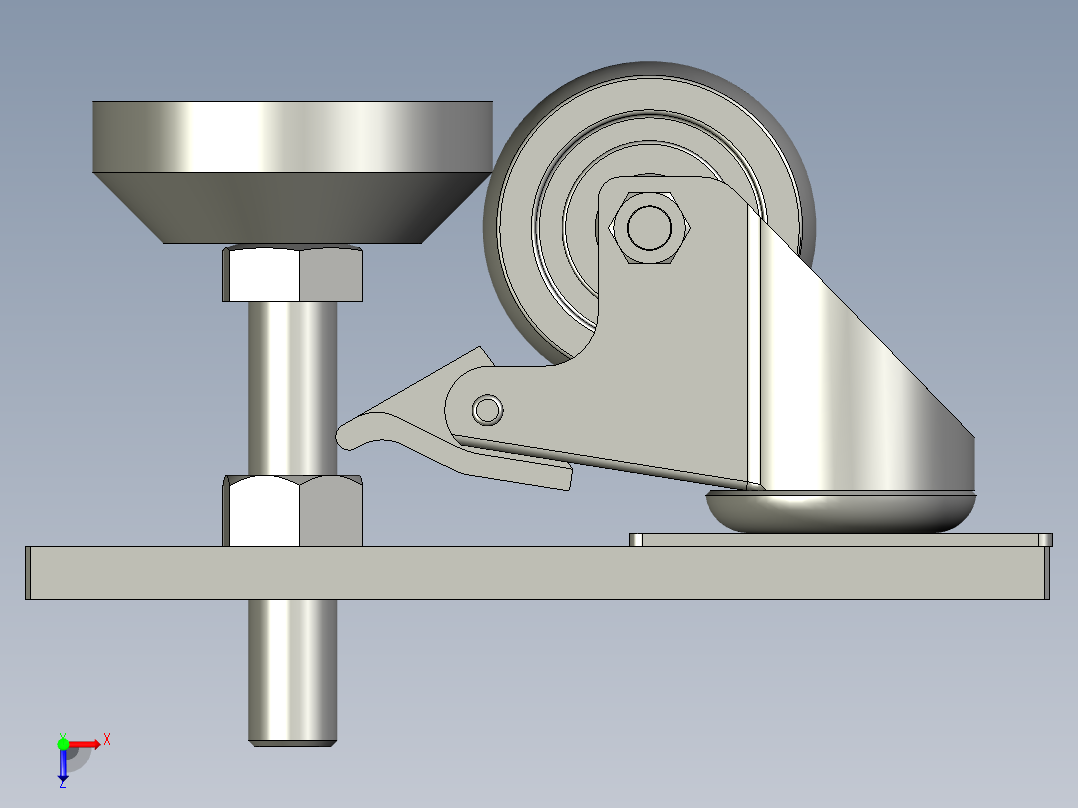 40-80R型材脚轮脚杯组件-B俯视图