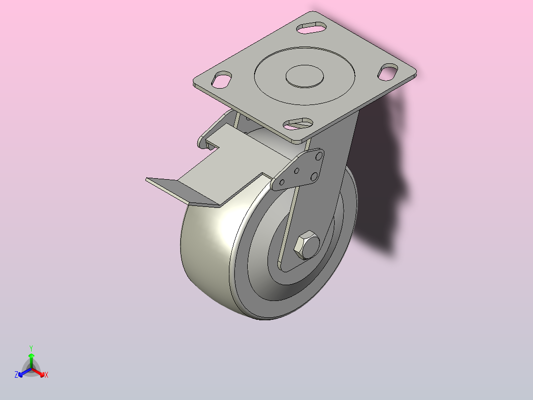脚轮CEL21-125-P正等轴测图