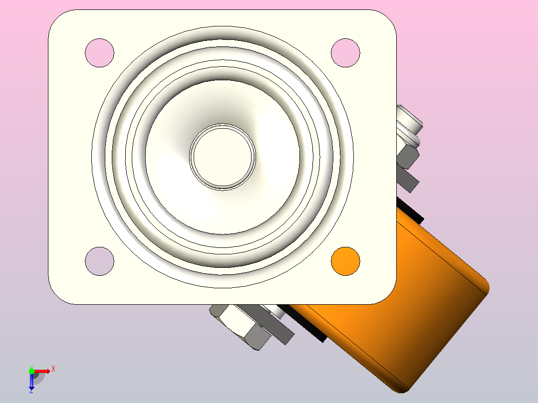 聚氨酯脚轮120 x 50俯视图